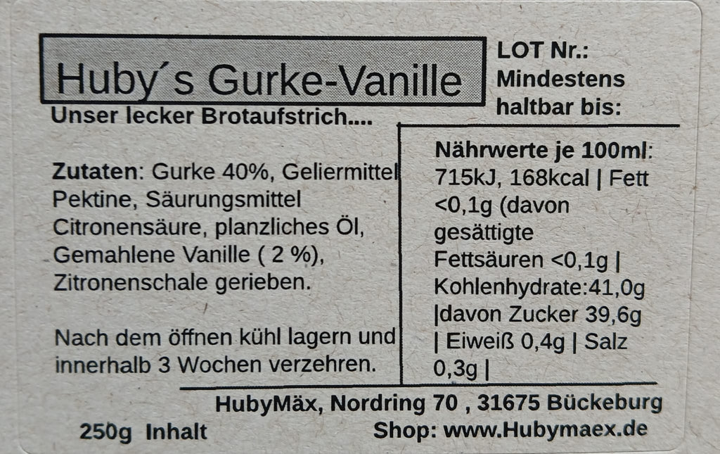 Huby's Gurke-Vanilleaufstrich