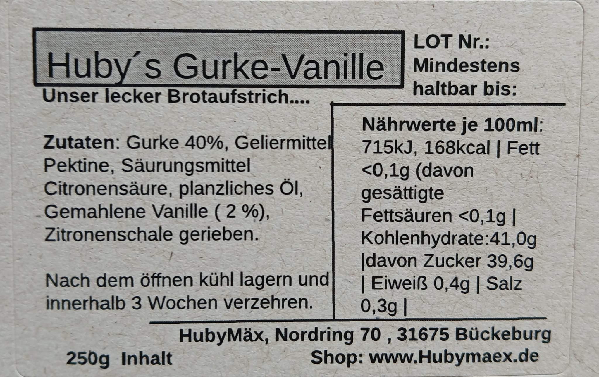 Huby's Gurke-Vanilleaufstrich