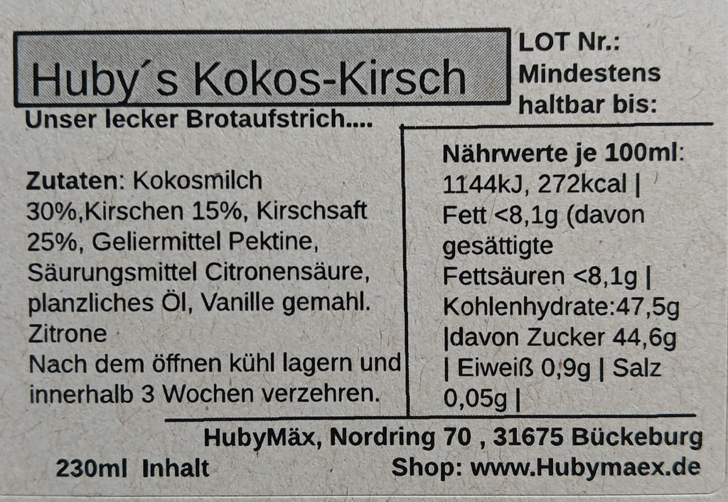 Huby's Kokos-Kirschaufstrich
