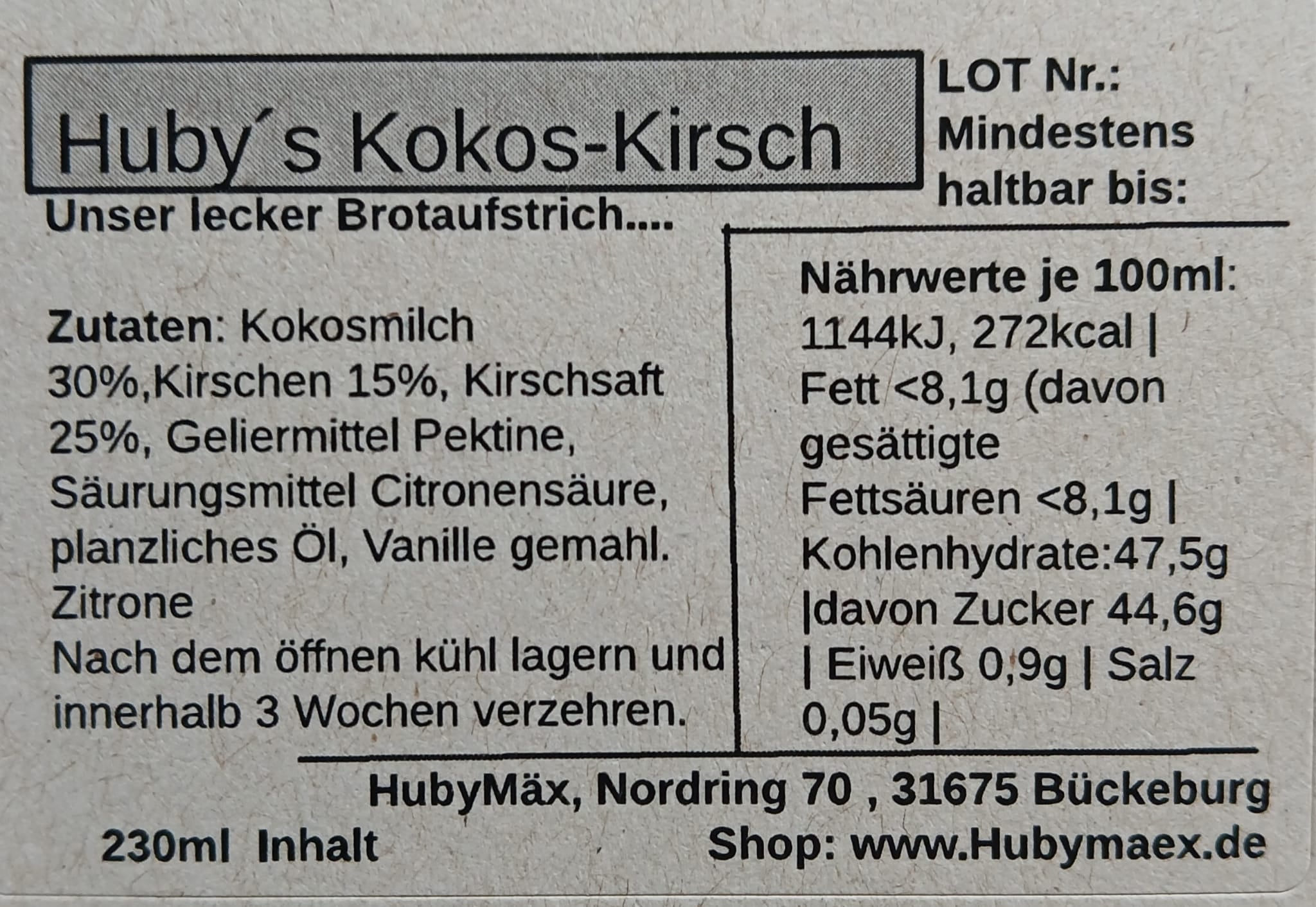 Huby's Kokos-Kirschaufstrich